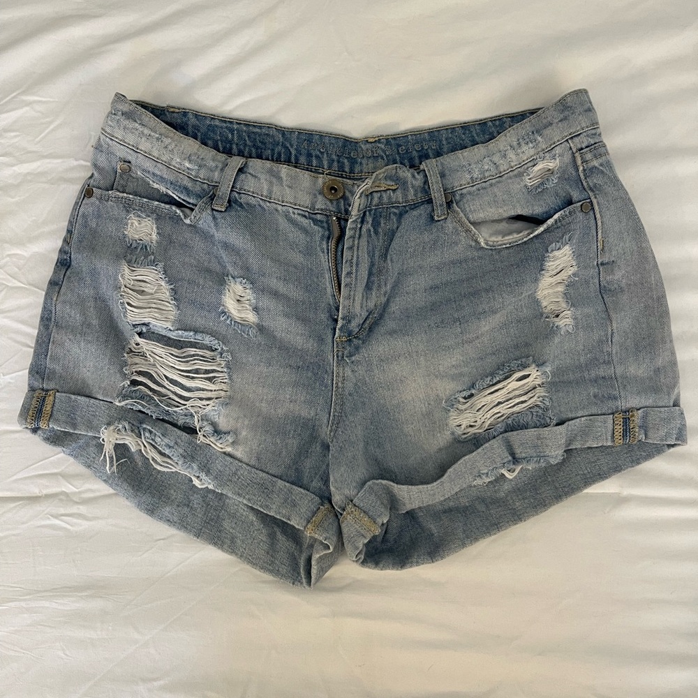 Faded Blue Ripped Jean Shorts